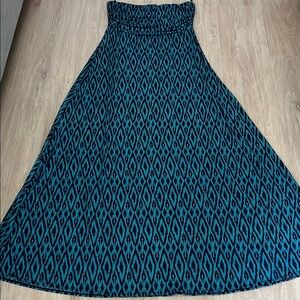 Blue Smocked A-line Maxi Skirt for Casual Resort Wear